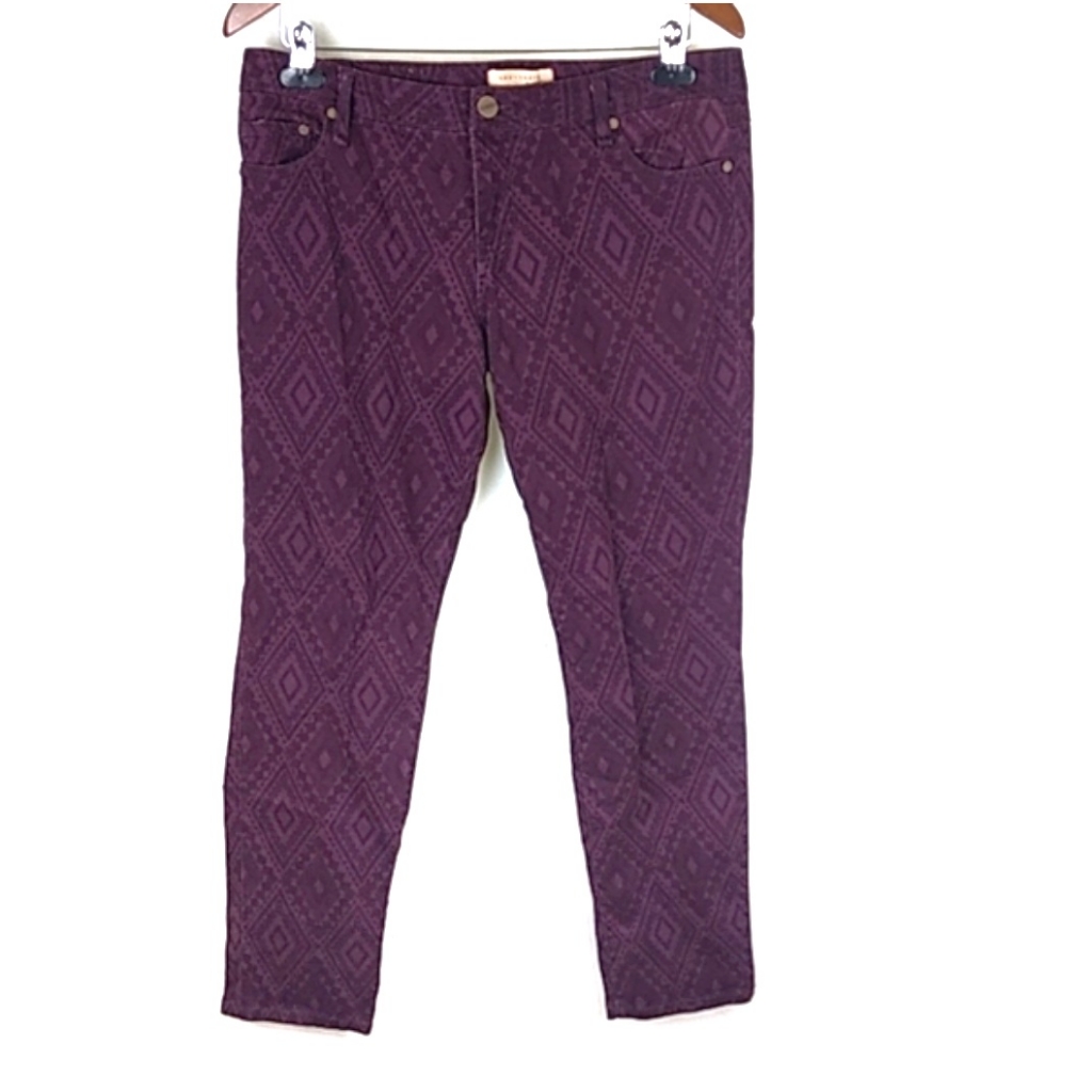 Sanctuary Maroon Pants Diamond Aztec Print Size 30